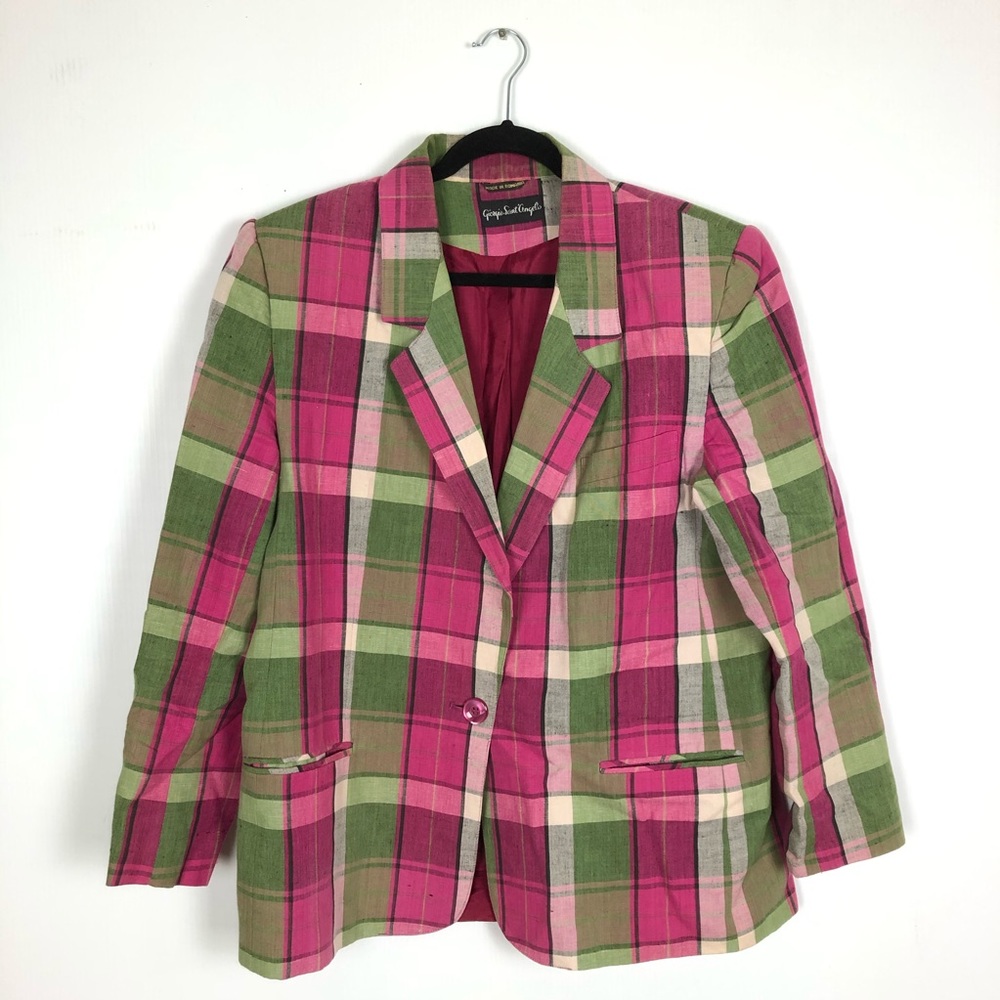 Vintage Giorgio Sant'Angelo Plaid Linen Blazer